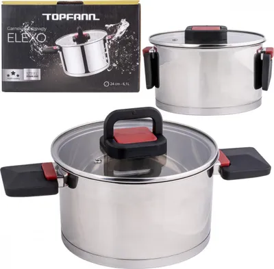 Immagine prodotto di Pentola in acciaio inox con manici ribaltabili Gas-Induzione Elexo 6,1 l