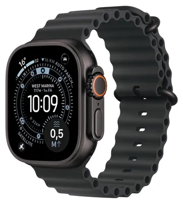 Immagine prodotto di Apple Watch Ultra 3, modello da 49 mm, cassa in titanio nero e cinturino sportivo nero