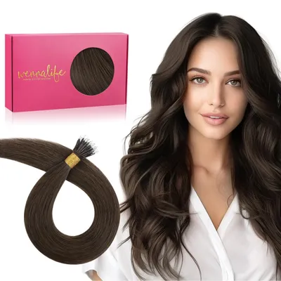 Immagine prodotto di Nanoring Extensions, capelli veri, 50 grammi, 100 ciocche, 35 cm, color cioccolato