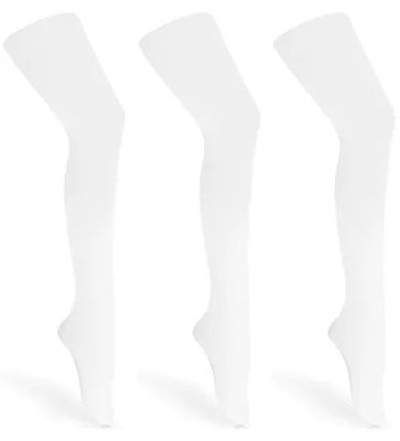 Image de Merry Style Lot de 3 collants enfants fille microfibre 60 DEN WL-010 (blanc/blanc/blanc, 104-110)