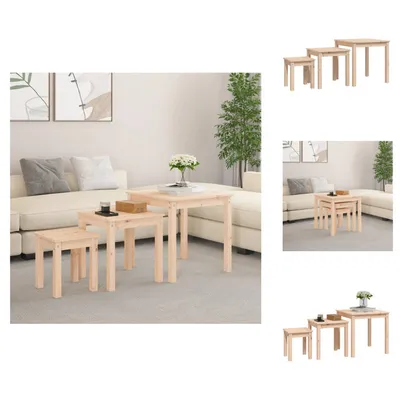 Immagine prodotto di vidaXL Tavolini 3 pezzi. Legno di pino massiccio - Tavolini