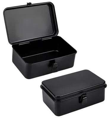Aufbewahrungsboxen-Set, 2 Stück, Eisen, 13,7 x 20 x 8,1 cm, schwarz