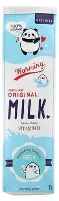 Produktbild von Federmäppchen mit Milchmotiv, große Aufbewahrungstasche, wasserdichte Schreibtasche (blau)