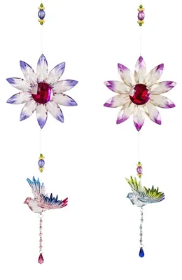 Produktbild von formano Acryl Hänger 2er Set Blume Vogel 40 cm Multi Fensterdeko