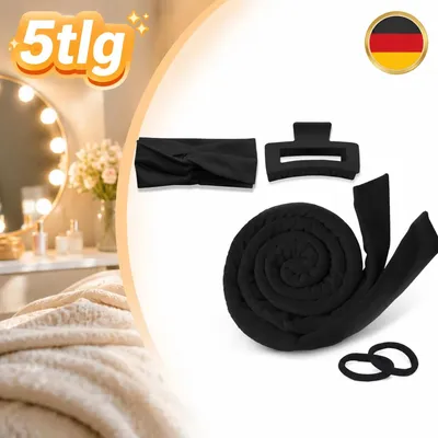 Produktbild von 5 Stück Set Schwarz Lockenband Lockenwickler wärmefrei ohne Hitze Samt Curler DE