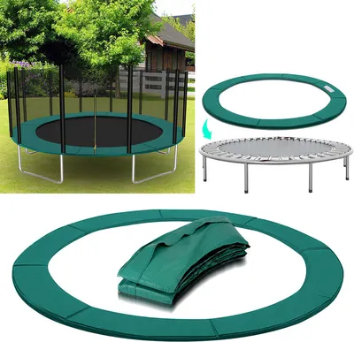 Obrázek produktu pro Kryt okraje trampolíny Ø 366 cm, zelený, odolný proti roztržení a UV záření, náhradní kryt pružin, polstrování rámu, ochranné polstrování pro zahradní trampolíny