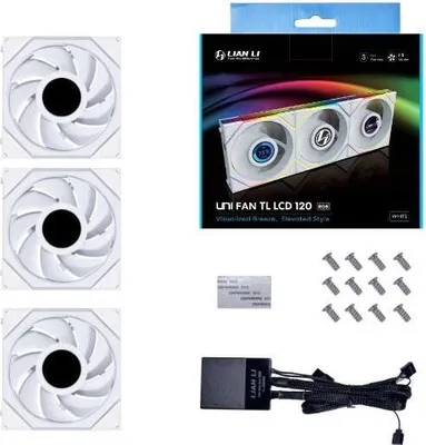 Image de Lian Li UNI FAN TL LCD Series Ventilateur par 3 avec contrôleur - 120mm blanc - 1.900 rpm