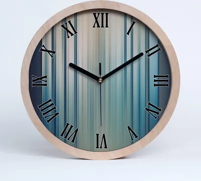 Produktbild von Holzuhr 30fi cm wanduhr - schwarze Spitzen - Blaue Streifen