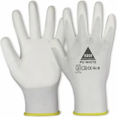 Image de HASE SAFETY GLOVES Gants de travail PU,Polyuréthanewhite, EN 388, EN 420, blanc, taille 8