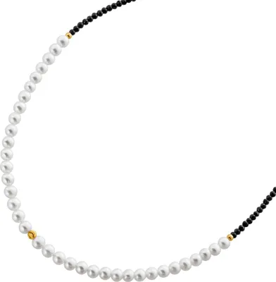 Produktbild von Spinell Kette Gold 585 14K nat schwarze Spinell Edelsteine Süßwasserzuchtperlen 45