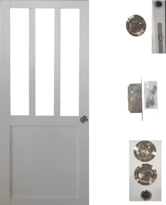 Image de Porte Coulissante Atelier Blanc H204 x L73 + serrure a  condamnation