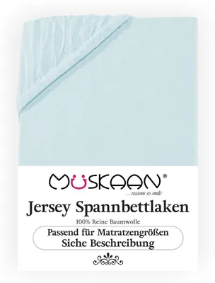 Produktbild von Jersey Spannbettlaken 90x200 - 100x200 cm Aqua / sehr Hellblau - 100% Baumwolle