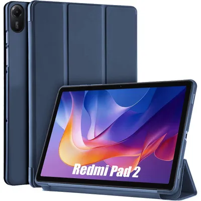 Image de Coque pour Xiaomi Redmi Pad 2, Protection Antichoc avec Support Veille-Réveil - Bleu Marine