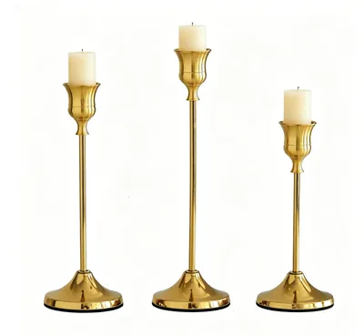 Produktbild von 3 Teiliger Kerzenständer, 16/19/22cm Kerzenleuchter Stabkerze für Hochzeiten, Partys, Geburtstage, Tischdekorationen