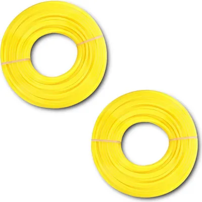 Produktbild von HOOZ 2er Set Trimmerfaden Ø 2,4mm x 15m - Mähfaden in Gelb 30m - Trimmerschnur für Rasentrimmerspulen - runder Querschnitt - Universelle Kompatibilität - Signalstarke Farben für Sicherheit - Garten