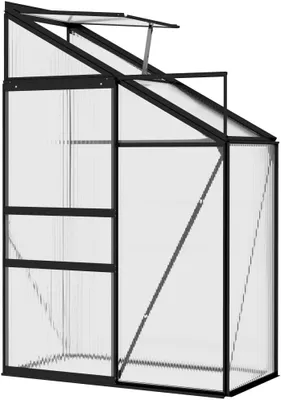 Obrázek produktu pro HOMIUSE Skleník Anthracite Aluminium 128 x 68 x 192 cm Skleník Skleník Lean-to Skleník Winterproof Skleník Heating Tomato house