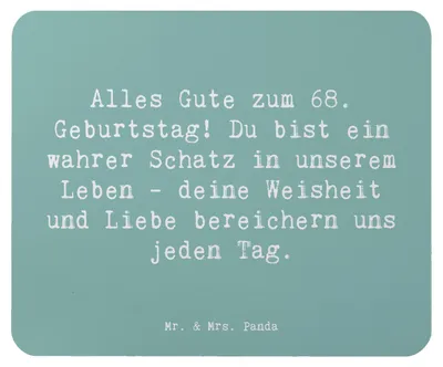 Produktbild von Mr. & Mrs. Panda Mauspad Spruch 68. Geburtstag Schatz - Meeresbrise - Geschenk, mousematte, Mousepad, liebevolle Geschenke, Glückwunsch, herzlicher Gruß, Happy Birthday