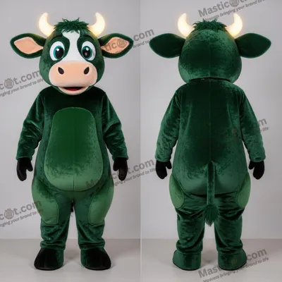 Obrázok produktu pre Lesná maskot, zelený, zamatový kostým kravy