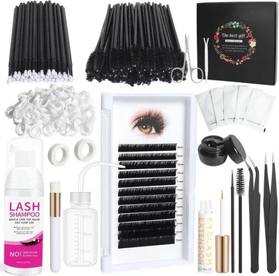 Produktbild von Famanu Wimpernverlängerungsset für Anfänger - Komplett mit Wimpernkleber, Reinigungsbürste und Zubehör