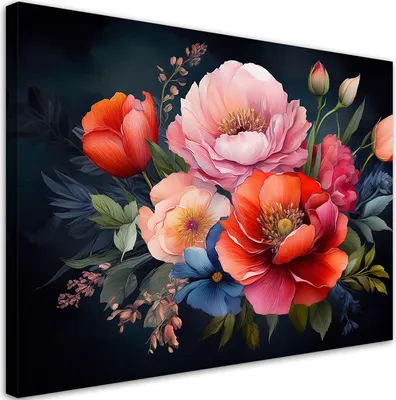 Produktbild von Leinwandbild Bunte Blumen Pflanzen 120x80 Feeby Bunt bild für die wand bereit zum aufhängen