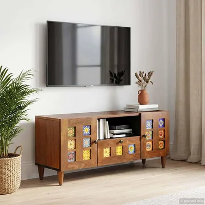 Immagine prodotto di vidaXL Mobile TV con ante Noce 105 x 33 x 46 cm Legno massello Mango