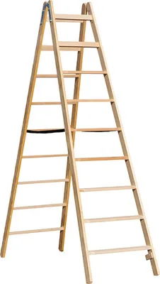 Produktbild von Holz Stufen Doppelleiter Mod. HST - Sprossenanzahl: 2 x 9, Länge: 2,39 m