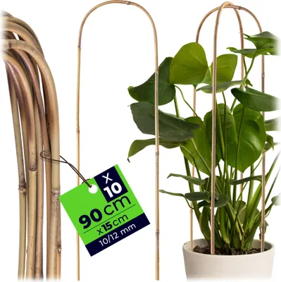 Productafbeelding van KADAX Bamboe staven in U-vorm, 90 cm x 10/12 mm x 15 cm, set van 10, bamboe boog voor klimplanten, stabiele klimhulp in boogvorm, plantstokken voor klimplanten, plantensteun