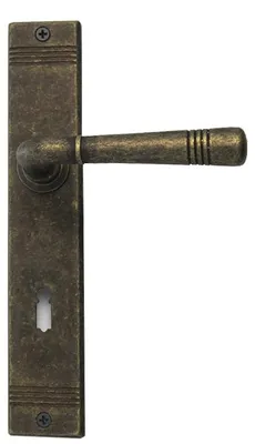 Produktbild von Berlin R716 GHIDINI Türdrücker-Langschild-Garnitur (Lochung: BB, Entfernung: 72mm, Türstärke: 38 - 42 mm, Oberfläche: Messing M75 - antik goldbraun) Lochung: BB Entfernung: 72mm Türstärke: 38 - 42 mm Oberfläche: Messing M75 - antik goldbraun