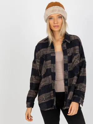 Productafbeelding van Patiskha dameshemd met ruitpatroon, kleur marineblauw, model Ephraïm, maat S
