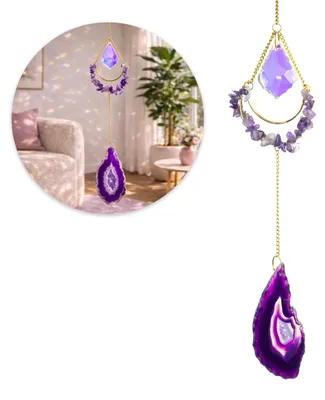 Produktbild von Sonnenfänger Suncatcher Hängedeko Anhänger Violetter Achat Amethyst Deko Geschenkidee, KI-generiertes Bild