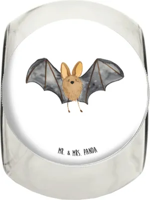 Produktbild von Mr. & Mrs. Panda Bonboniere Fledermaus Flügel XL 2000ml - Weiß - Geschenk, Kaffeedose, keksdose glas, gewürzglas, Tiermotive, Vorratsglas, Vorratsdose