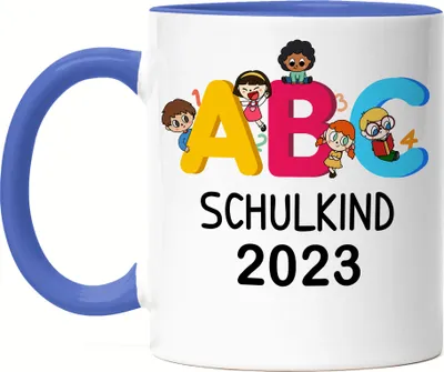 Produktbild von ABC Schulkind 2023 Tasse Blau Einschulungsgeschenk 1. Klasse Grundschule Geschenkidee
