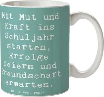 Produktbild von Mr. & Mrs. Panda Becher Spruch Mutiger Schulanfang - Meeresbrise - Geschenk, kaffeetasse bedruckt, Zuversicht, Trinkbecher, Geschenkideen, Tasse, Geschenke, Schulstarter
