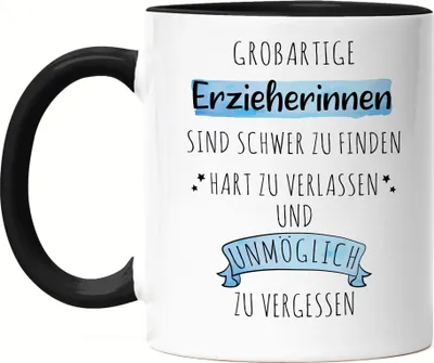 Produktbild von Großartige Erzieherinnen Sind Schwer Zu Finden Tasse Schwarz Danke Geschenk Hart Zu Vergessen