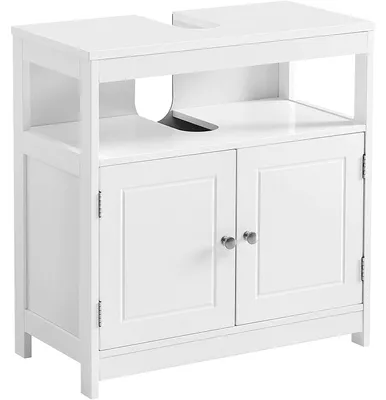 Image de Meuble sous vasque - Armoire de salle de bain - Style scandinave - MDF blanc - 60 x 30 x 60 cm