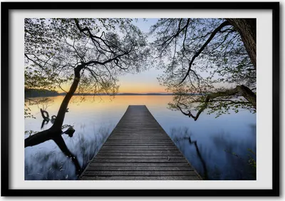 Produktbild von Bild - Bilderrahmen - 100 cm x 70 cm - MDF - Rahmen - Foto - Wandkunst Pier auf dem See
