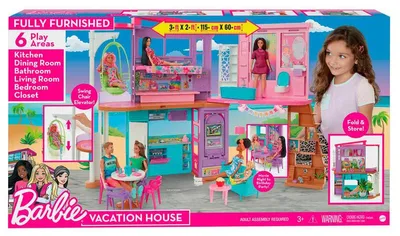 Obrázok produktu pre Sada domčeku Barbie Malibu s 2 poschodiami, psíkom a viac ako 30 doplnkami