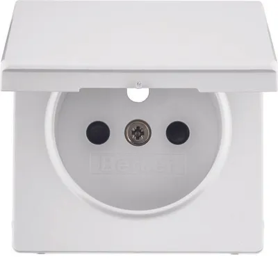 Produktbild von HAGER BERKER Q.x Zentralplatte mit Shutter für Dose mit Schutzkontakt mit Klappdeckel weiß 3965436089 H
