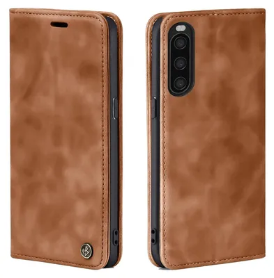 Produktbild von Handy Hülle für Sony Xperia 10 II Klapphülle Bookcase Flip Cover Handy Tasche Etui Farbe: Hellbraun