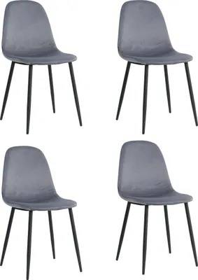 Produktbild von Lina® Napoli Esszimmerstuhl, komfortabler Sitz für Wohnzimmer und Esszimmer, Samtbezug - 4er Set - Grau