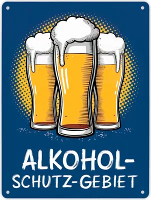 Produktbild von Alkohol-Schutzgebiet mit drei Biergläsern Metallschild XL in 21x28 cm