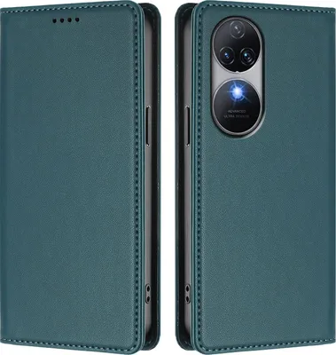 Produktbild von Handyhülle für Oukitel C38, Kunstleder Klapphülle Stoßfeste Magnetische Hülle mit Ständer Grün