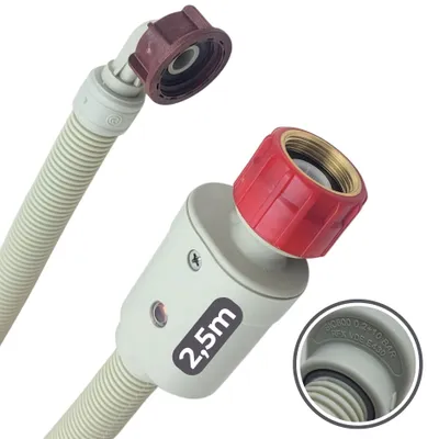 Image de Elzusha - Tuyau d'alimentation en eau de sécurité Aquastop, longueur 2,5 mètres, pour machines à laver