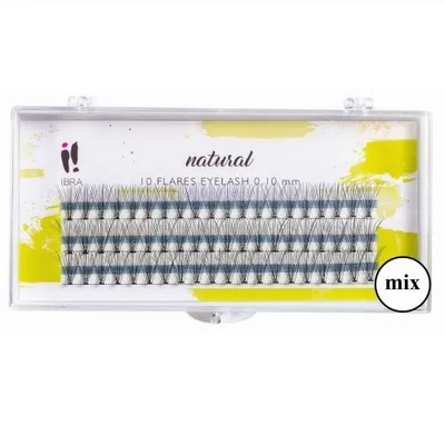 Obrázek produktu pro Prodlužovací řasy Ibra bez uzlu, hustota 0.10 mm, mix odstínů C - Kępki - Umělé Řasy