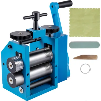 Produktbild von VEVOR Manuelle Walzwerk Maschine, Eisen 75mm Rolle Presser Gute Verschleißfestigkeit Kombination Schmuck Walzwerk Tablettiermaschine Walzdraht Flache Muster Blech Schmuck Kennzeichnung DIY Werkzeug
