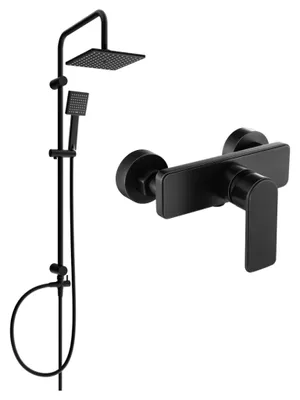 Image de Mexen Tord ensemble de douche en saillie avec pommeau de douche et robinet de douche Cetus, noir - 744340200-70