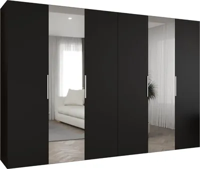 Produktbild von MEBLE KRYSPOL, Kleiderschrank, Schrank 300 cmx202x52, Schwarz, Kaschmir