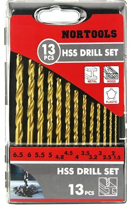 Image de Jeu de forets à métaux en HSS, 13 pièces, de 1,5 à 6,5 mm + 3,2/4,8 mm, avec boîte de rangement