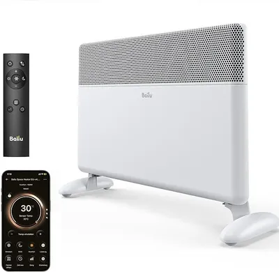 Obrázek produktu pro Infračervený topný panel, stojací i nástěnný, 2000W, elektrické topení s úsporným provozem, vybavený inteligentním termostatem, Wi-Fi aplikací a kompatibilitou s Alexa. Tichý konvektorový ohřívač s dálkovým ovládáním a ECO režimem, s časovačem (bílá barva)