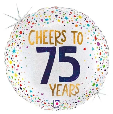 Produktbild von 18"/Ø46cm Folienballon "Cheers to 75 Years"